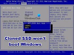 cloned ssd or hard disk won t boot