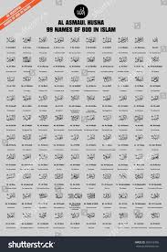 99 Names Attributes Allah God Islam Stock Vector Royalty