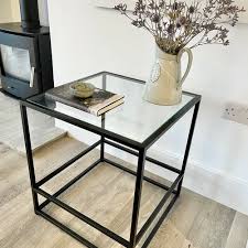 Glass Metal Side Coffee Console End