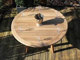 teak round garden table