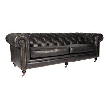 Birmingham Black Leather Tufted Sofa By