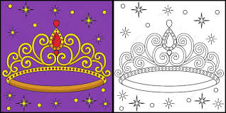 princess crown coloring page colored