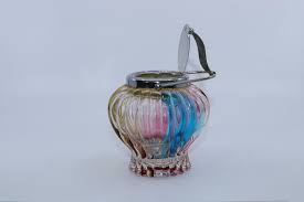 Lot Art Glass Lidded Sugar Bowl Art