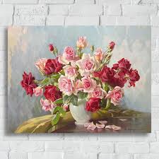 Lovely Roses Canvas Wall Art Antique