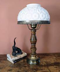 Large Vintage Table Lamp Milk Glass