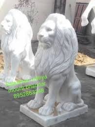 3 Feet White Marble Lion Statue For