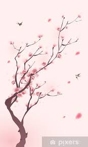 oriental style painting cherry blossom