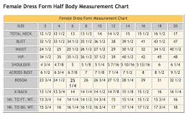 Female Dress Form Measurement Chart Body Measurement Chart