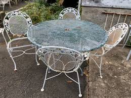 Old Wrought Iron 48 Table With 4