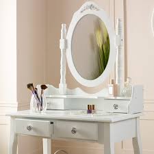 white dressing table stool mirror