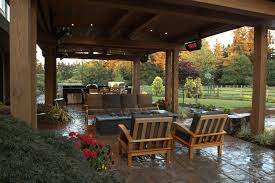 Covered Stone Patio With Heaters