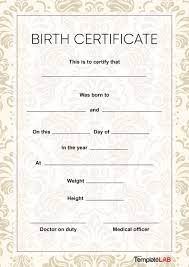 Customize the certificates online in under 1 minute 100% free! 15 Birth Certificate Templates Word Pdf á… Templatelab
