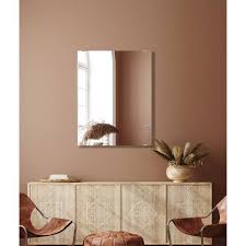 Modern Rustic 27in W X 31in H Frameless Rectangular Wall Mirror With Chrome Square Clips
