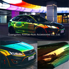 The antique pattern can only be seen from the front side of the film. China Colorful Rainbow Mirror Chrome Tint Car Body Vinyl Wrap Film China Chrome Vinyl Mirror Chrome Vinyl