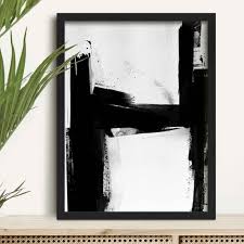 Letter H Abstract Wall Art Framed Black