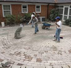 A Concrete Paver Patio From The Bottom