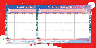 New Staff Wellbeing Christmas Holiday Planner Worksheet