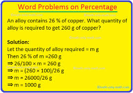 Word Problems On Percentage Percent