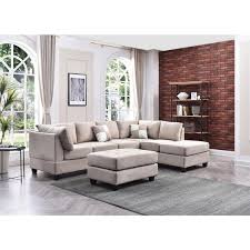 vanilla suede 4 seater sectional sofa