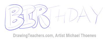 birthday in bubble style graffiti letters