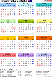2022 blank and printable calendar with australia holidays in word document format. Australia Calendar 2022 Free Printable Word Templates