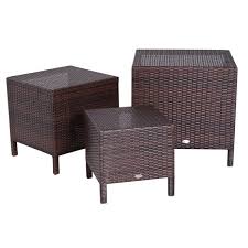 3 Wicker Nesting Tables Patio Rattan