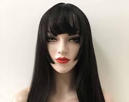 For my first human hair. Long Black Wig Etsy