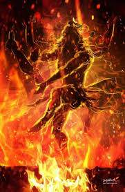 lord shiva angry rudra on fire