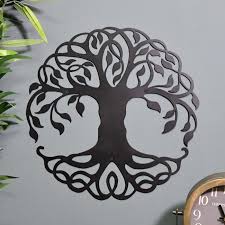 Tree Of Life Steel Wall Art Black