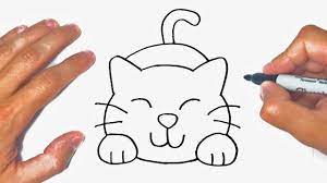 Draw the outline of the head first, leaving a gap at the bottom. How To Draw A Cat Step By Step Cat Drawing Lesson Youtube