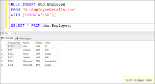 import csv file using bulk insert