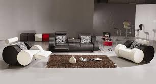 Black And White Leather Modern 3pc Sofa