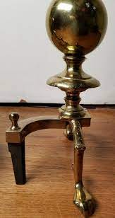 Solid Brass Fireplace Andirons Set
