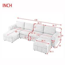 Magic Home 130 In 4 Seater Modular Upholstered Eucalyptus Wood Frame Sectional Sofa For Living Room Apartment In Beige