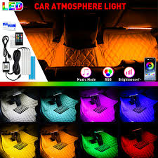 Car Led Strip Lights Car Led Light Interior 4pcs 48 Led Dc 12v With App Multi Color Music Under Dash Lighting Kit With Sound Active Function And Wireless Remote Control Car Charger