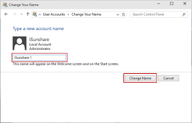 change user account name in windows 10