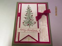 Details About Stampin Up Handmade Christmas Greeting Card Merry Christmas Tree In Red Green