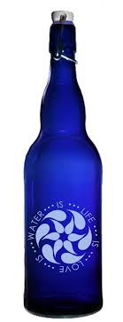 1 Litre Glass Blue Bottle Water Is