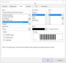 how to generate a barcode in excel