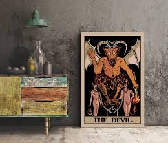 The devil is in the business of indulgence and bondage. Tarot Card The Devil Card Poster By Printagrams Harvest Tarot No