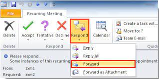 how to forward meeting invite in outlook