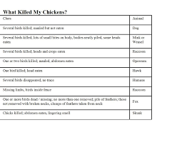 What Killed My Chickens A Handy Chart Chickens Backyard