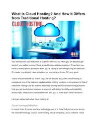 10 benefits of cloud hosting. What Is Cloud Hosting And How It Differs From Traditional Hosting By Mariya Khan Issuu