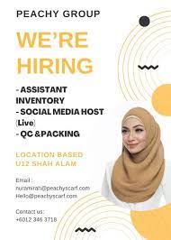 I was online and i came across jobberman online advertisement; Peachy Scarf Job Vacancy In Shah Alam Contact Our Facebook