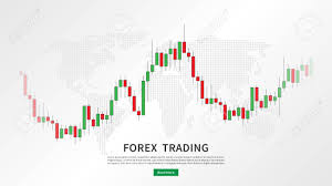 Stock Market Candlestick Chart With World Map Vector Illustration