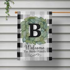 Initial House Flag Personalized Garden