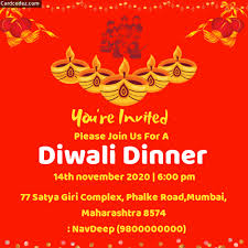 diwali dinner party invitation card