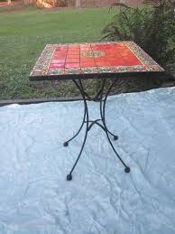 Metal Tile Top Patio Garden Side Table