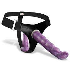 Amazon.com: LeLuv Female Strap-On Double Dong Adjustable Harness with  Purple Ribbed 7 Inch Dong and 5 Inch Anal Plug : Health & Household