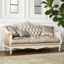 Turn your boring living room furniture into something trendy and fun with a little bit of spray paint! Rose Gold Pearl White Tufted Sofa Set 2 Pcs 53540 Chantelle Acme Traditional 53540 Chantelle Set 2